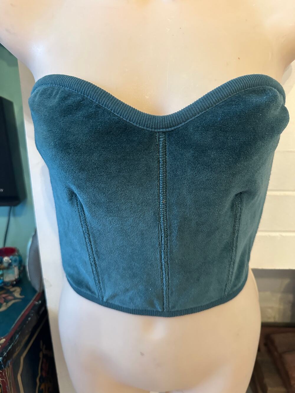 VINTAGE EARLY 80's UNWORN SONIA RYKIEL PARIS VELOURS CORSET CROP TOP BUSTIER
